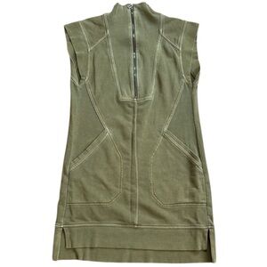 EUC Anthropologie Daily Practice Meru Zip Front Dress Olive Size XS